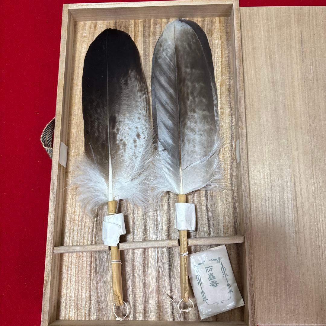 茶道具 羽根セット 木箱入り羽箒