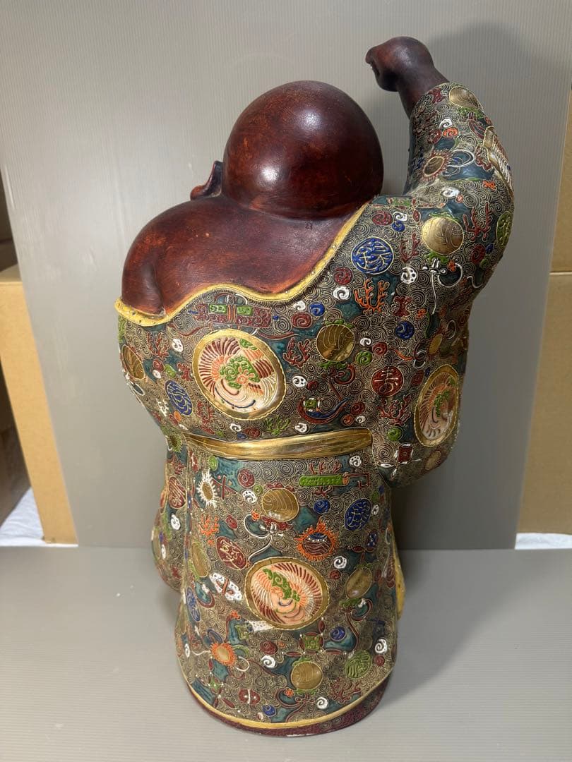 2306 九谷焼　布袋　縁起物 七福神 置物 特大　高60cm  神仏物 時代物