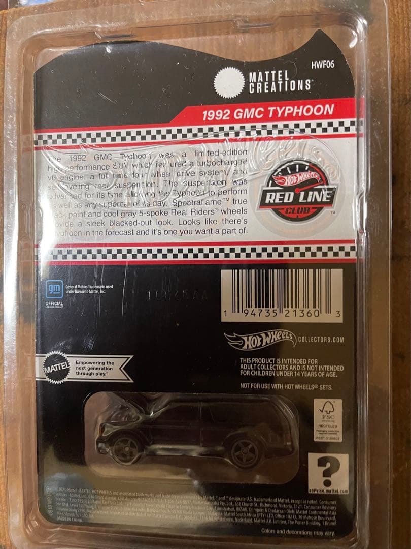 新品 ホットウィール RLC 限定 1992 GMC タイフーン