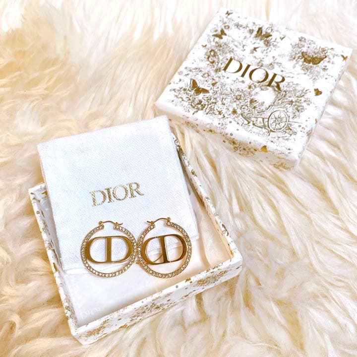 【美品】希少 Dior ディオール ピアス ゴールド ロゴ 箱セット プレゼント