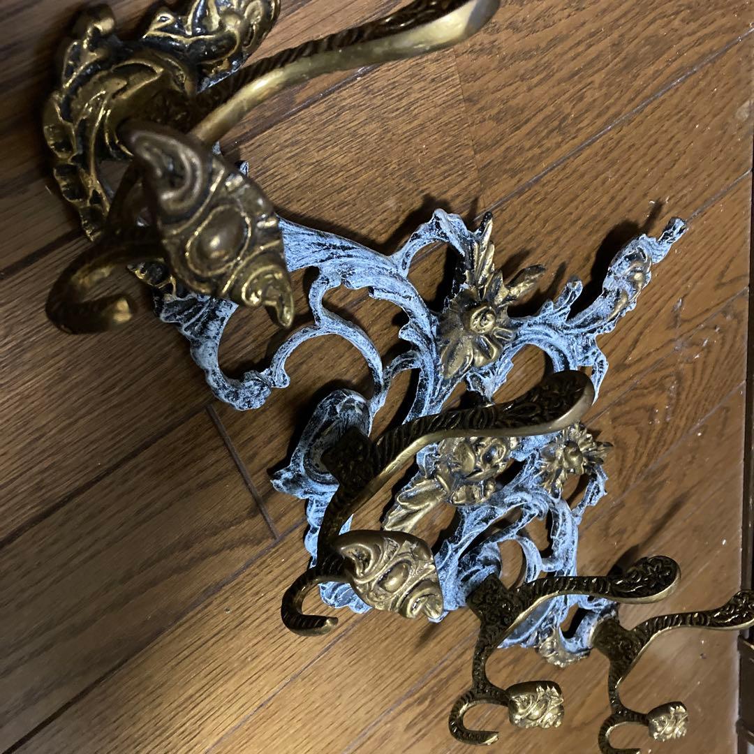 イタリア製　バロックスタイル 真鍮製コートハンガー 4フック