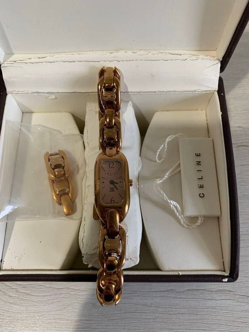 CELINE ピンクゴールドチェーンブレスレット時計