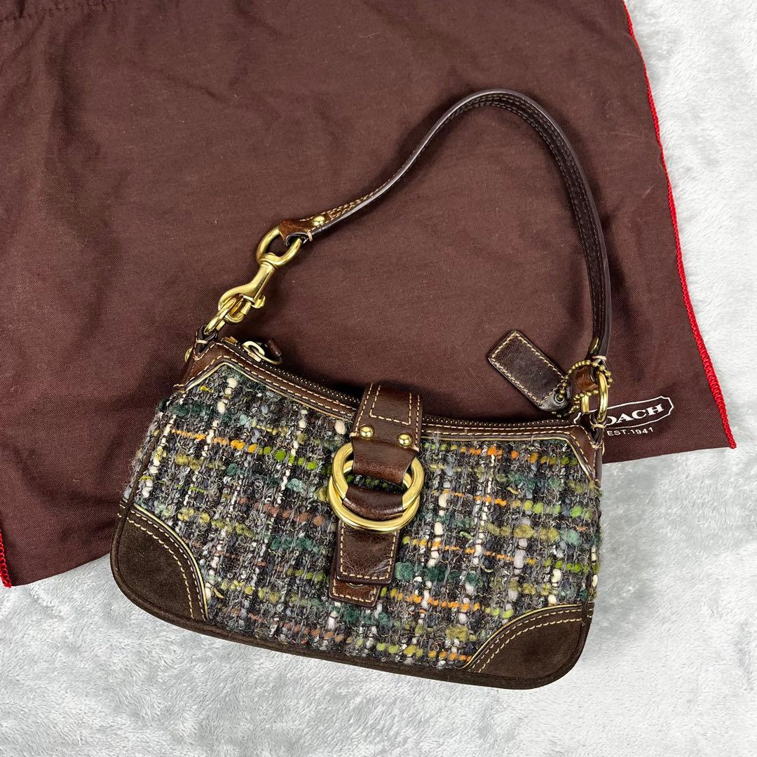 COACH コーチ アクセサリーポーチ ツイード スエード