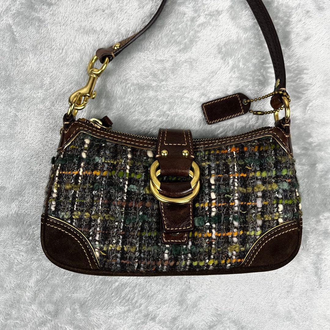 COACH コーチ アクセサリーポーチ ツイード スエード