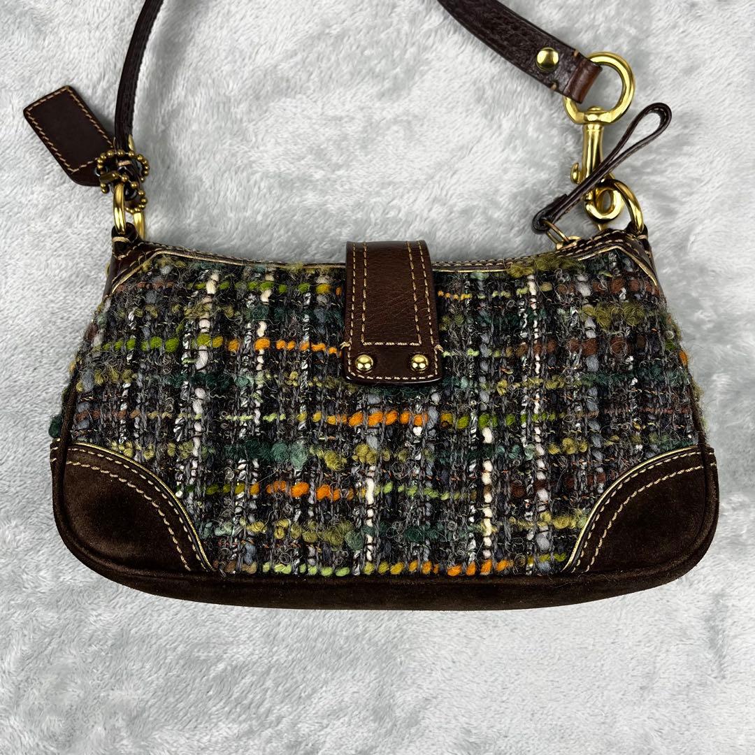 COACH コーチ アクセサリーポーチ ツイード スエード