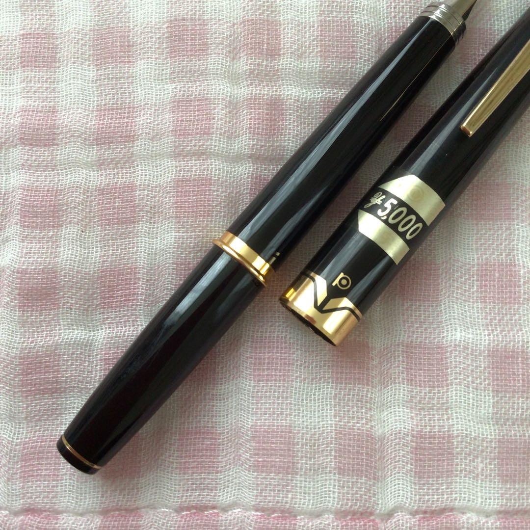 プラチナ 14K 14金 万年筆 ショート 両面書き 2way 中字 黒 廃盤