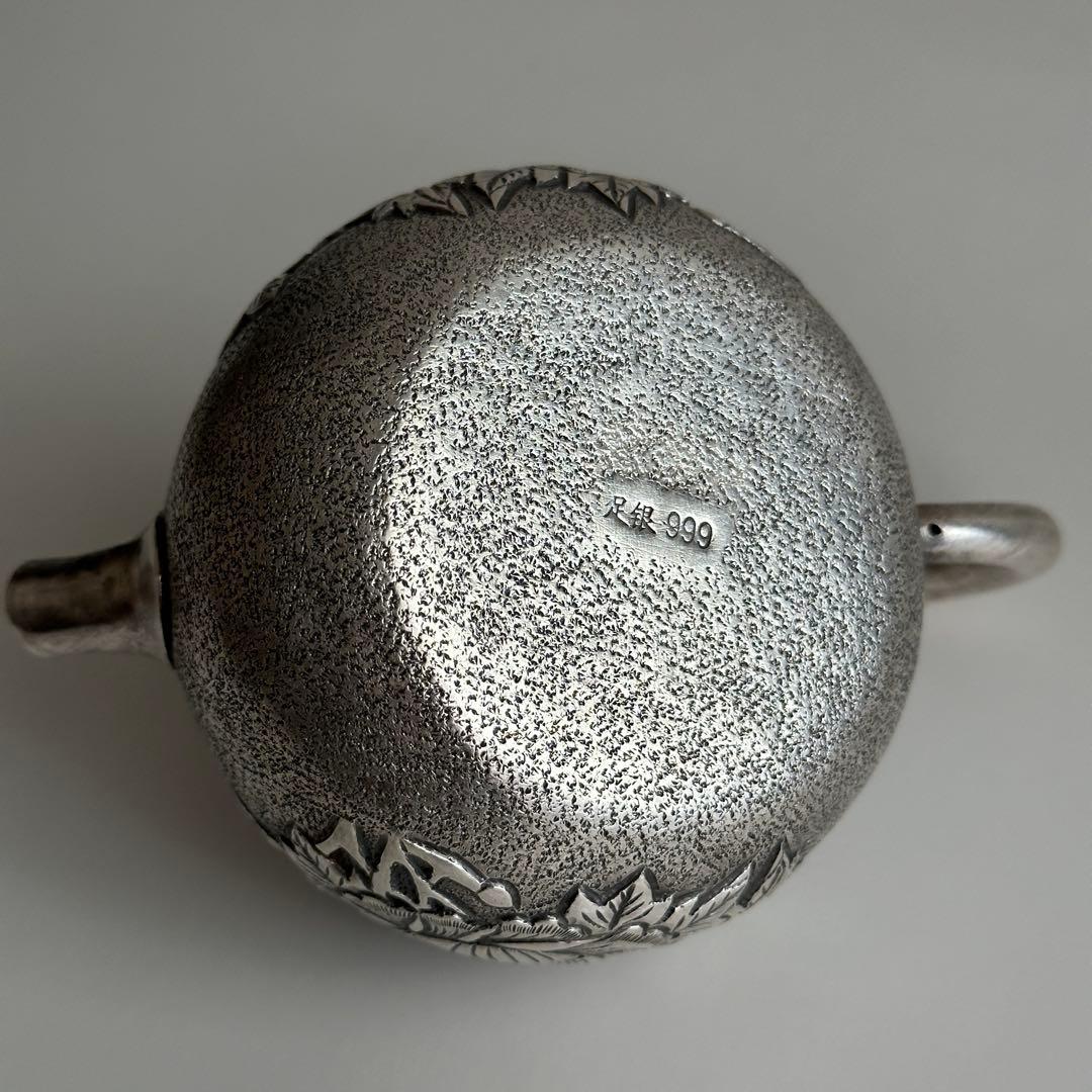 銀製 茶器 茶道具 急須 足銀999 牡丹 金属工芸