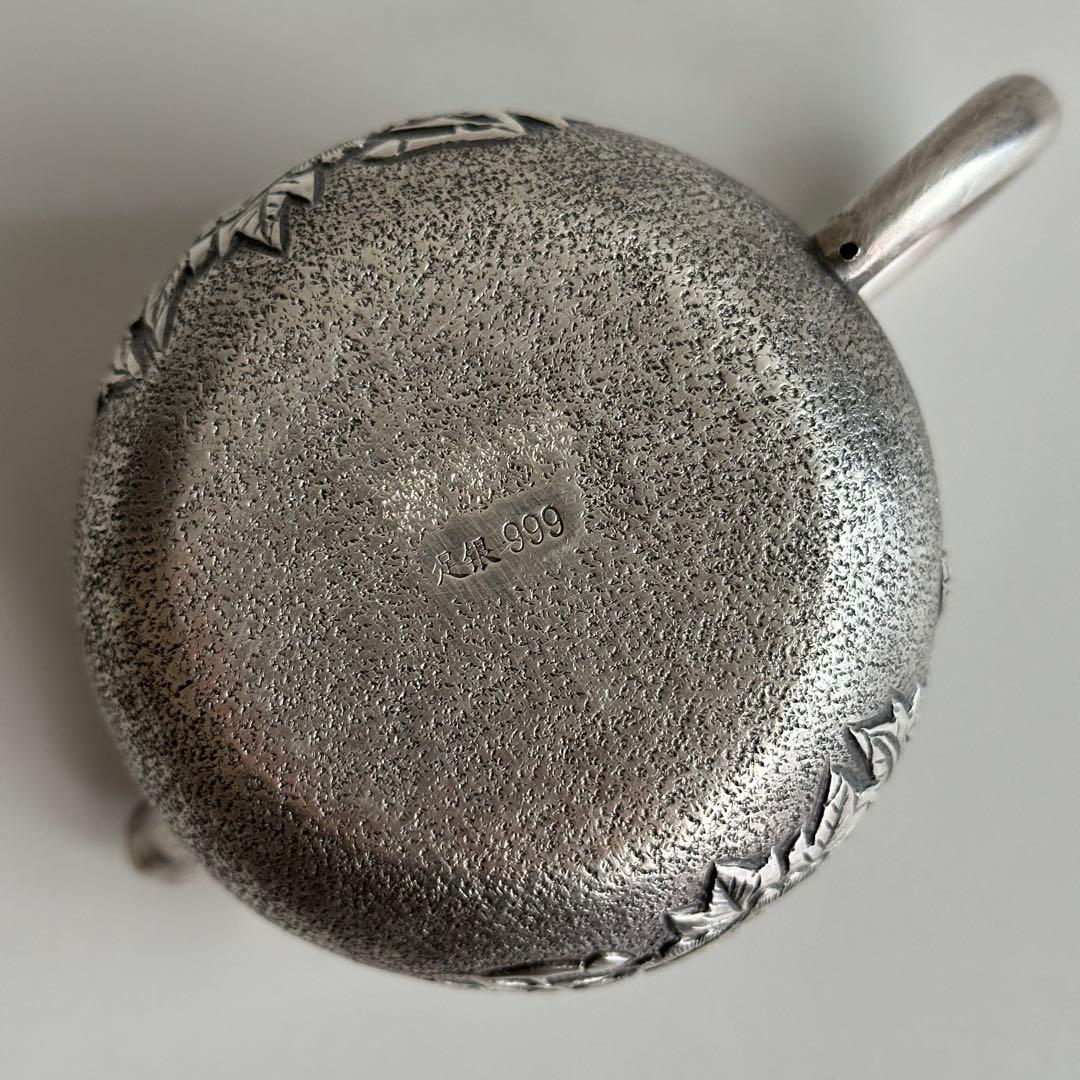 銀製 茶器 茶道具 急須 足銀999 牡丹 金属工芸