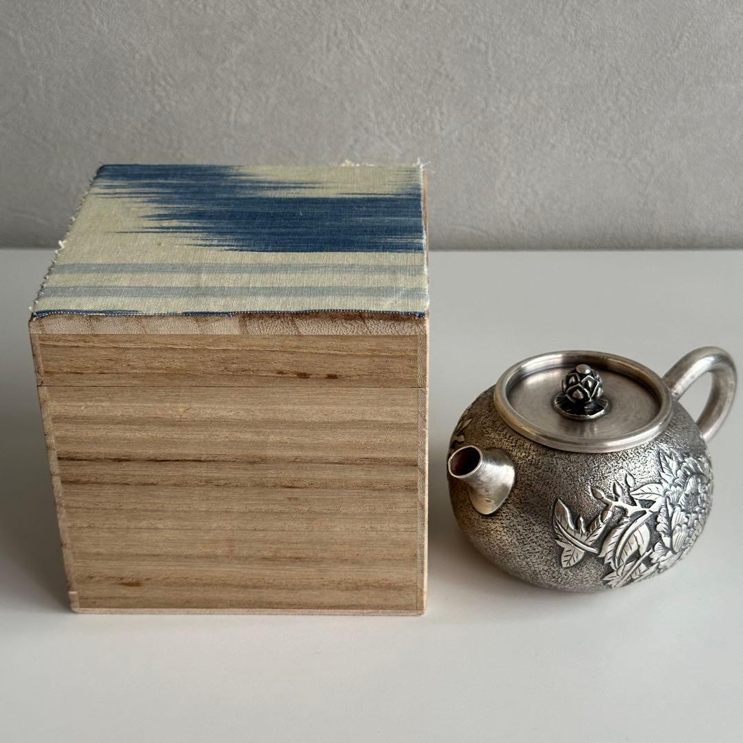 銀製 茶器 茶道具 急須 足銀999 牡丹 金属工芸