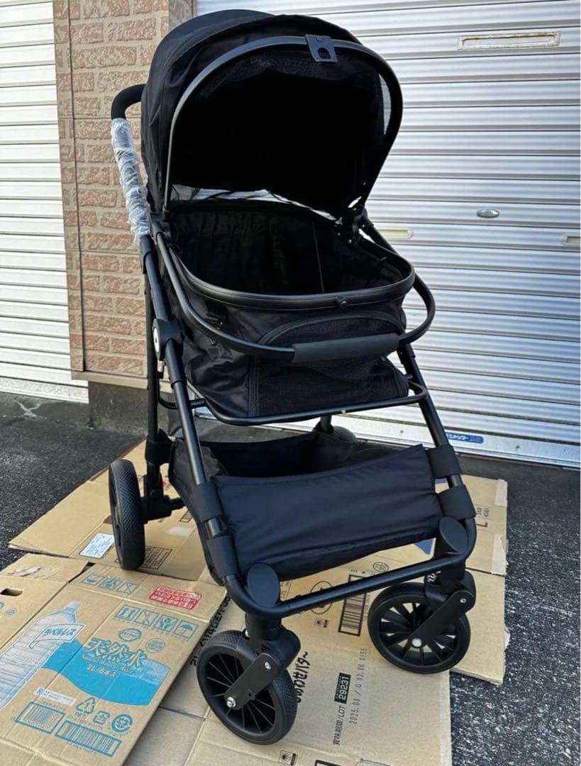 ペットカート 犬カート 折りたたみ 犬用カート 分離型 ４輪 耐荷重25kg 黒