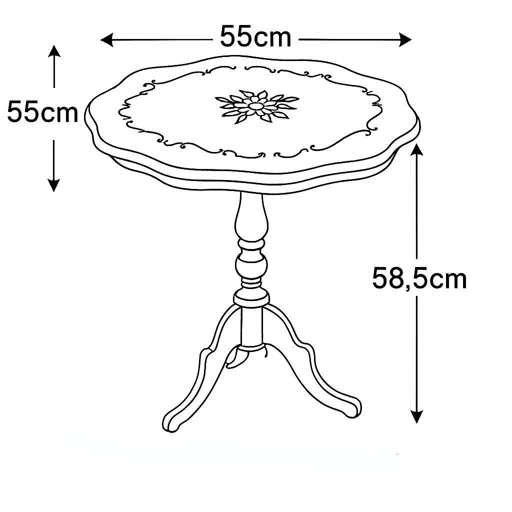 クラシック調 カフェテーブル 花柄装飾 グリーン天板 幅55cm 223-329