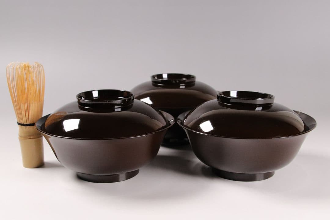 CK75 時代 木製漆器 輪島塗 蝶金蒔絵 黒塗椀 三客 天然木 梨地