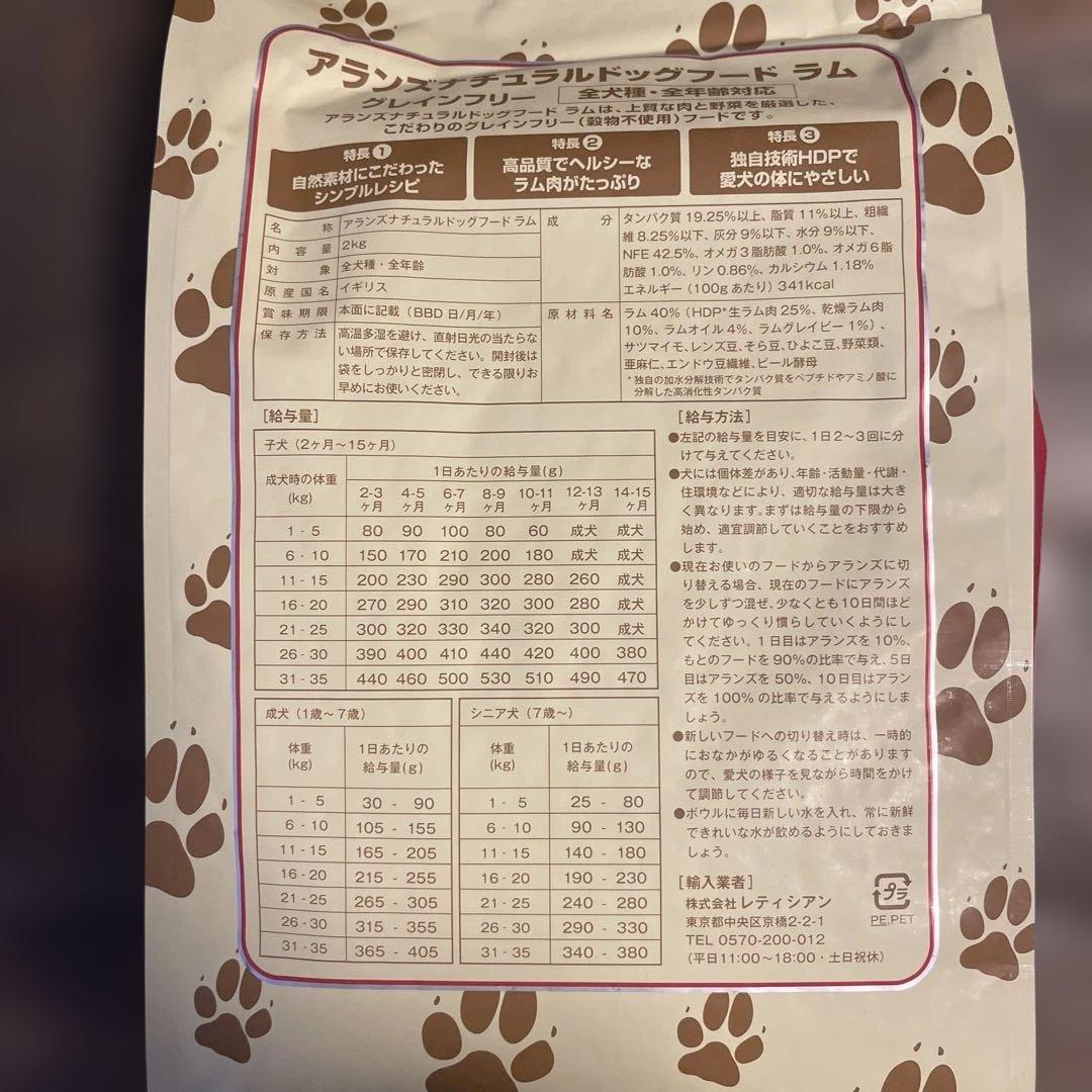 アランズナチュラルドッグフード　ラム