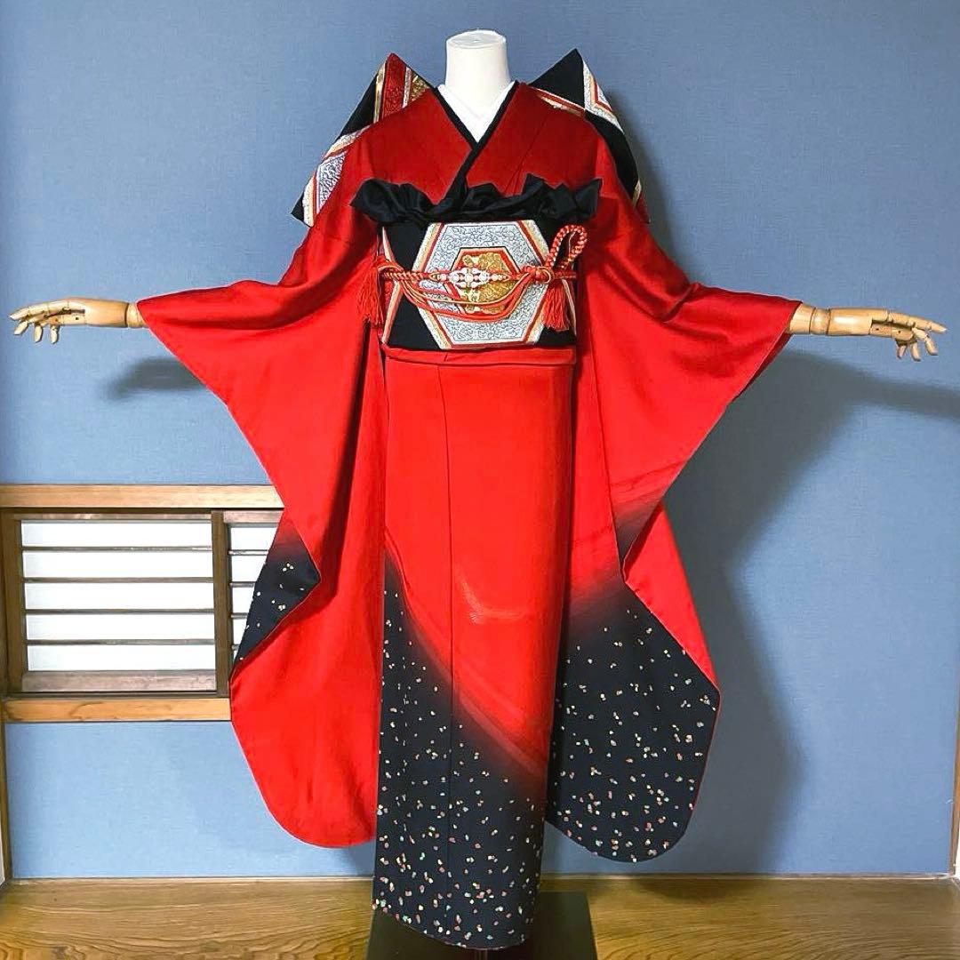 akkeyページ　高身長　作家斉藤三才　手描き友禅　裄丈69 成人式　振袖