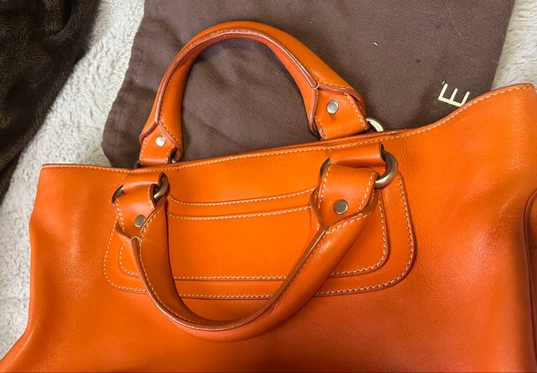 CELINE セリーヌ ブギーバック ハンドバッグ オレンジ 本革