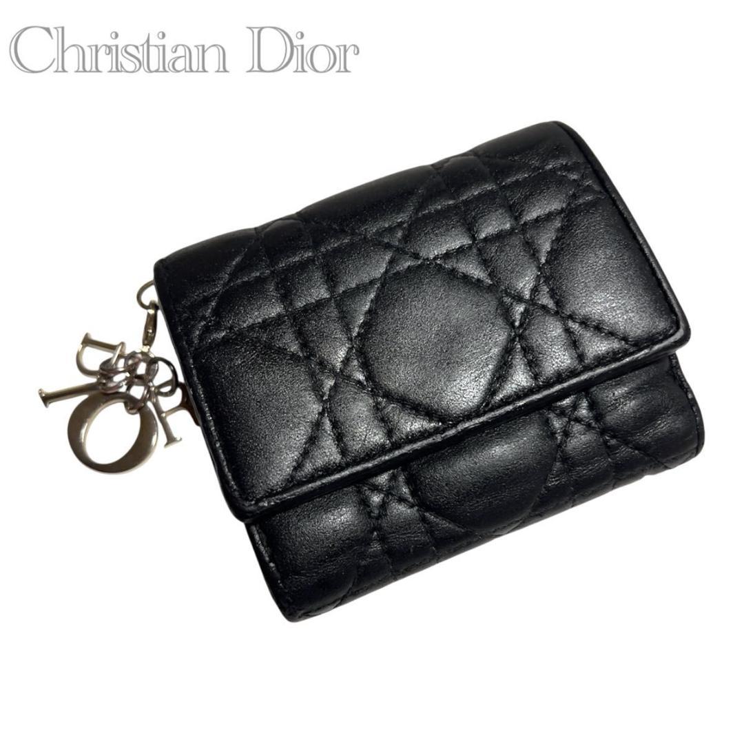 Christian Dior ディオール 折り財布 ブラック ロゴチャーム