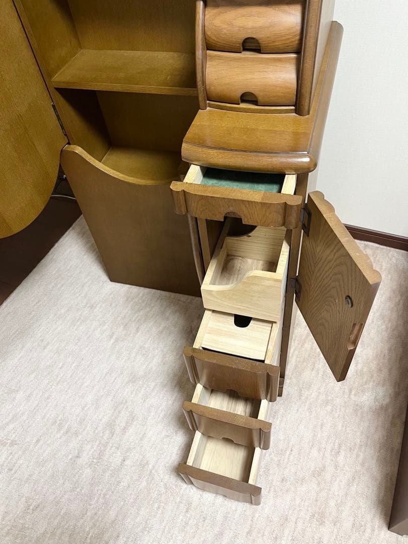 【１月８日出品終了】ドレッサー　鏡台 姿見　化粧台　ナラ材