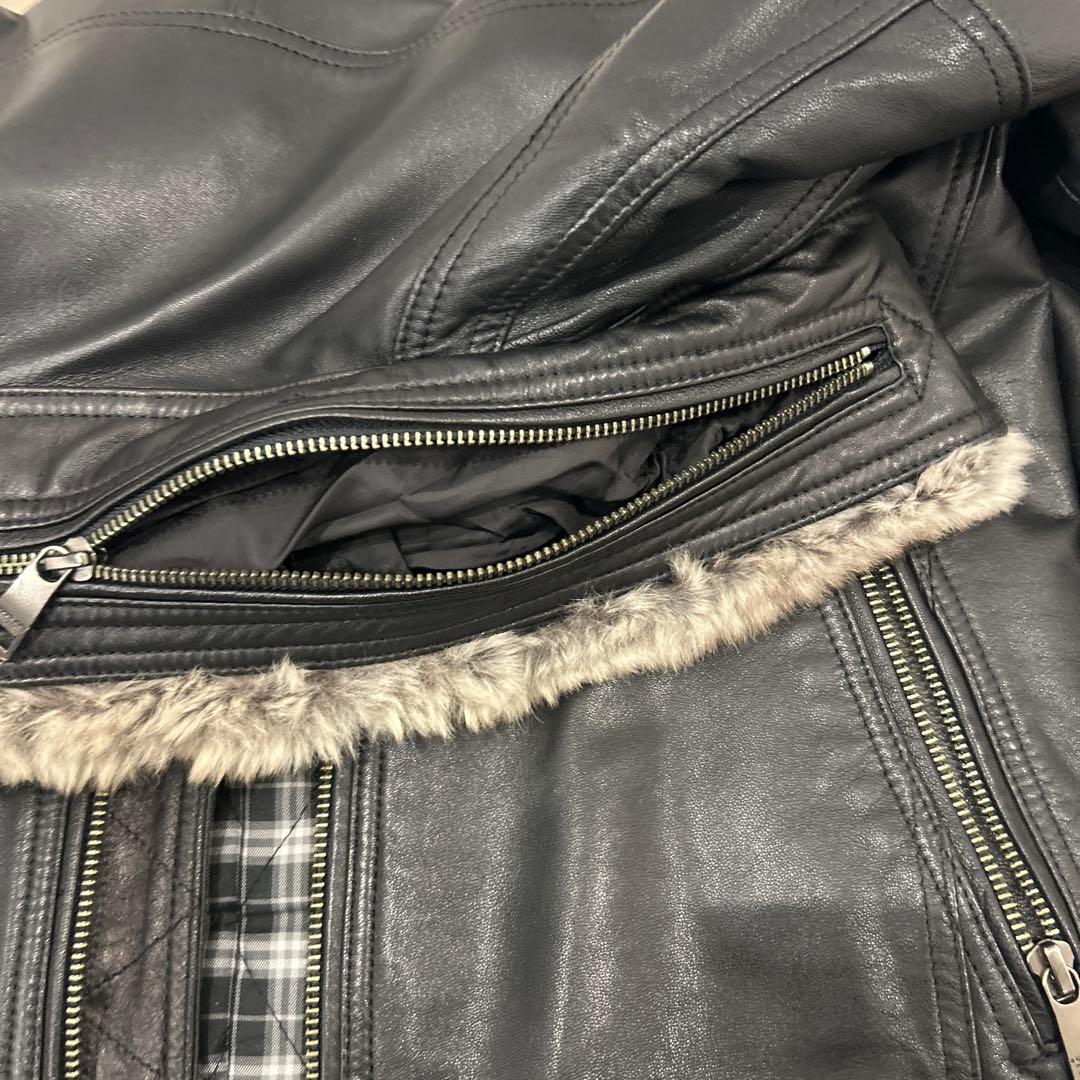美品 バーバリーブラックレーベル 羊革レザージャケット M 黒