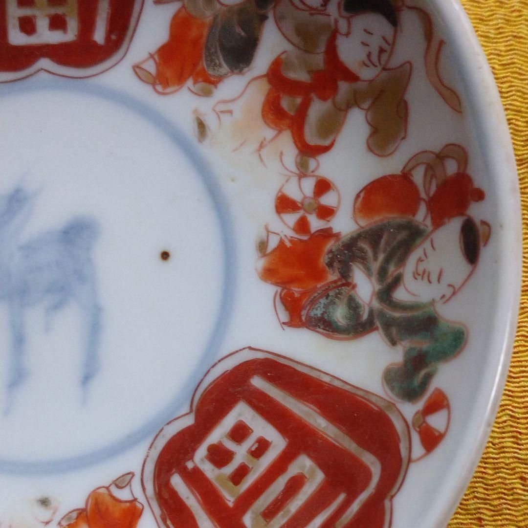 骨董・金彩縁起柄色絵 銘々皿 五客揃い