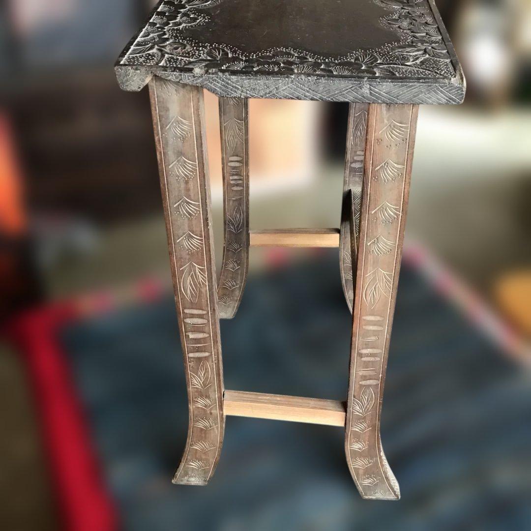 アンティーク軽井沢彫り　櫻　花台　収納　家具