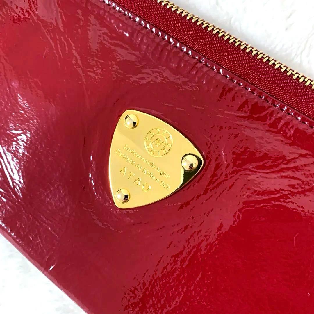 ATAO ブーブー お財布ポシェット ショルダーバッグ エナメル レッド 金