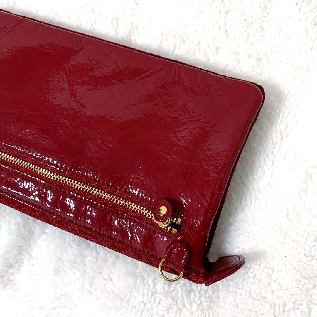 ATAO ブーブー お財布ポシェット ショルダーバッグ エナメル レッド 金