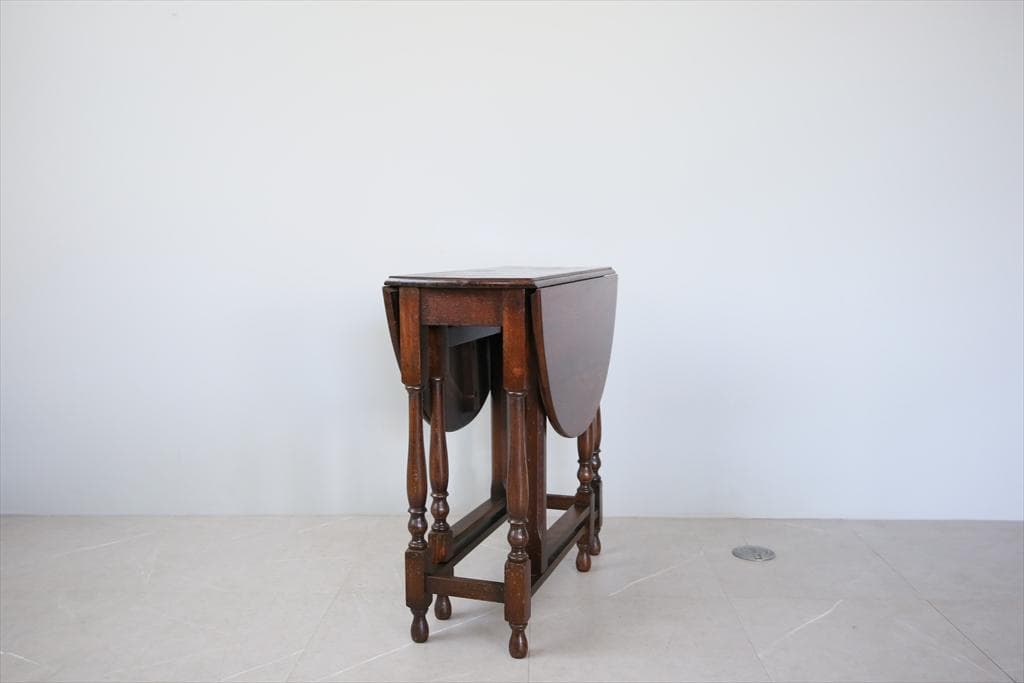 英国アンティーク木製ゲートレッグテーブル/ダイニング机バタフライ(89-118)