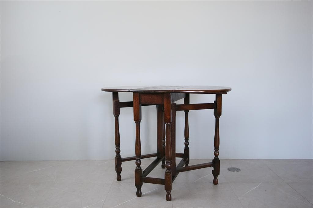 英国アンティーク木製ゲートレッグテーブル/ダイニング机バタフライ(89-118)