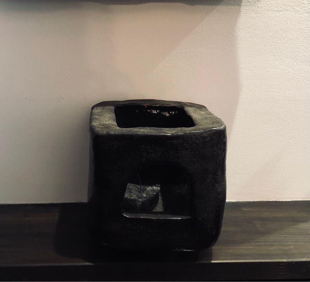 美品！骨董品　アンティーク　陶器　黒　陶印　京焼