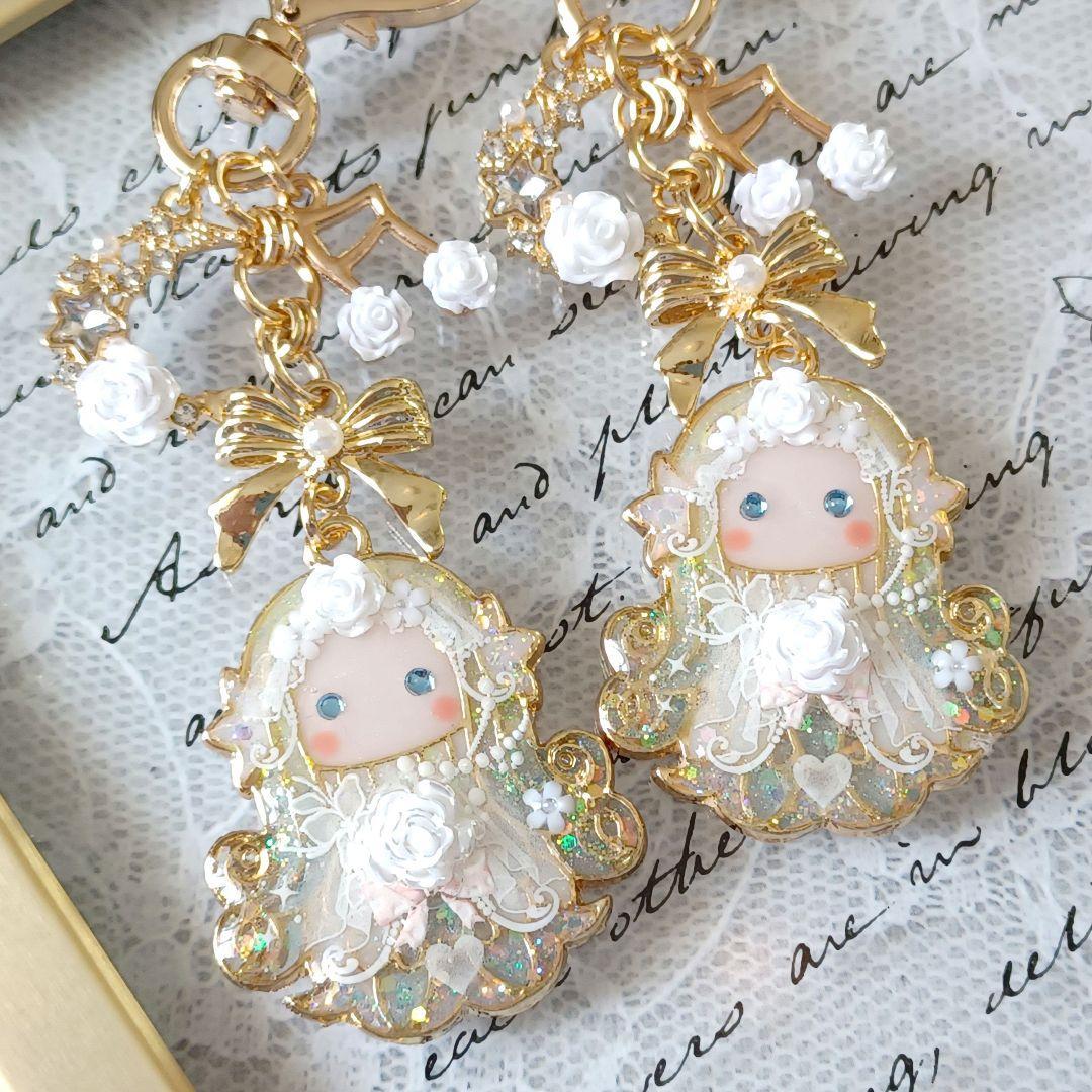白雪の天使♡アマビエさん　他レジンキーホルダー計6点　ハンドメイド