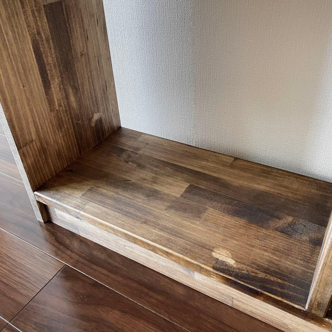 木製 3段ワイドシェルフ(黒壇色)