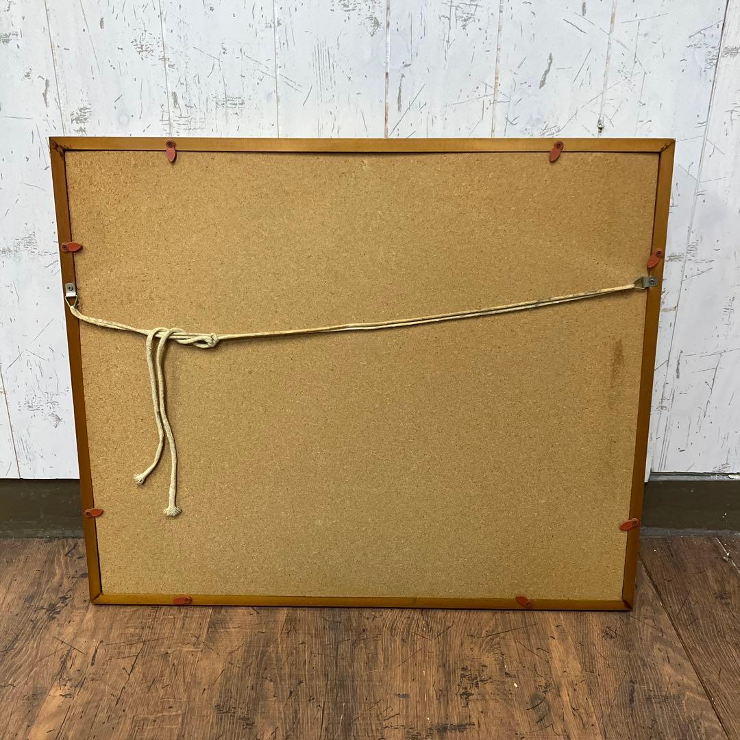 昭和レトロ 油絵 絵画 油彩画 風景画 街並み 雨の日 額装 額入り 額縁 作品