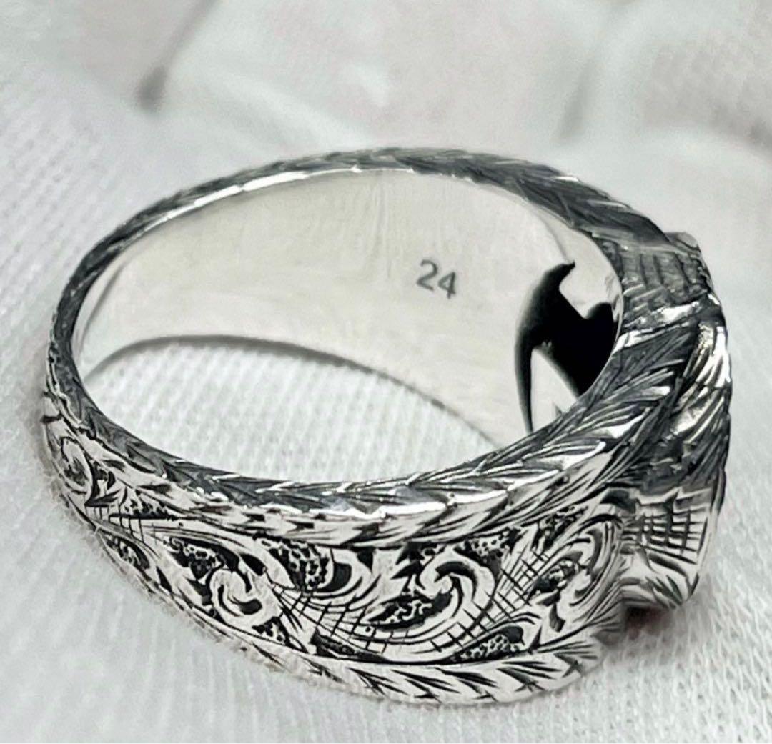 極美品‼️GUCCI 指輪　燻‼️インターロッキングワイドリング　23号