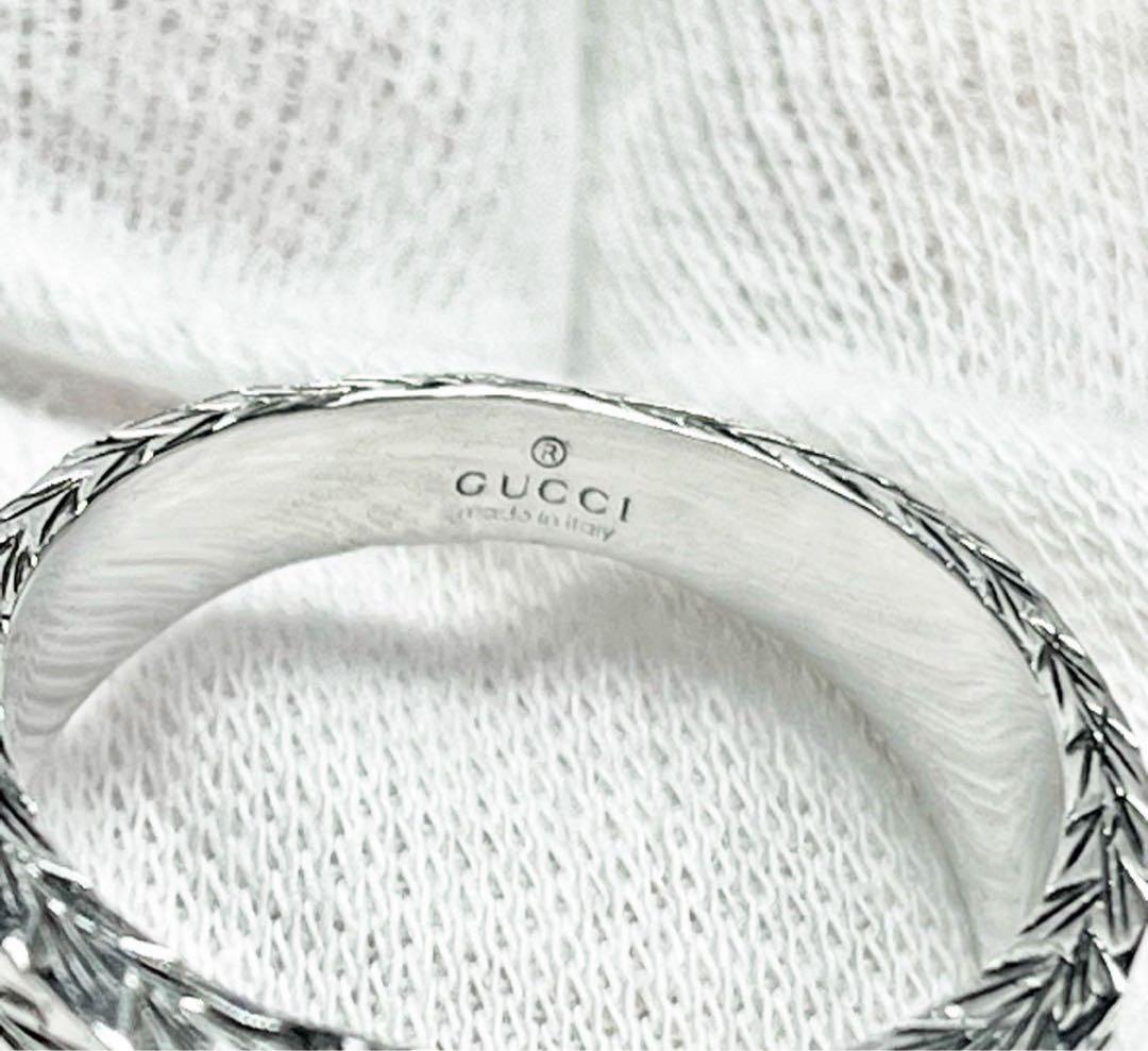 極美品‼️GUCCI 指輪　燻‼️インターロッキングワイドリング　23号