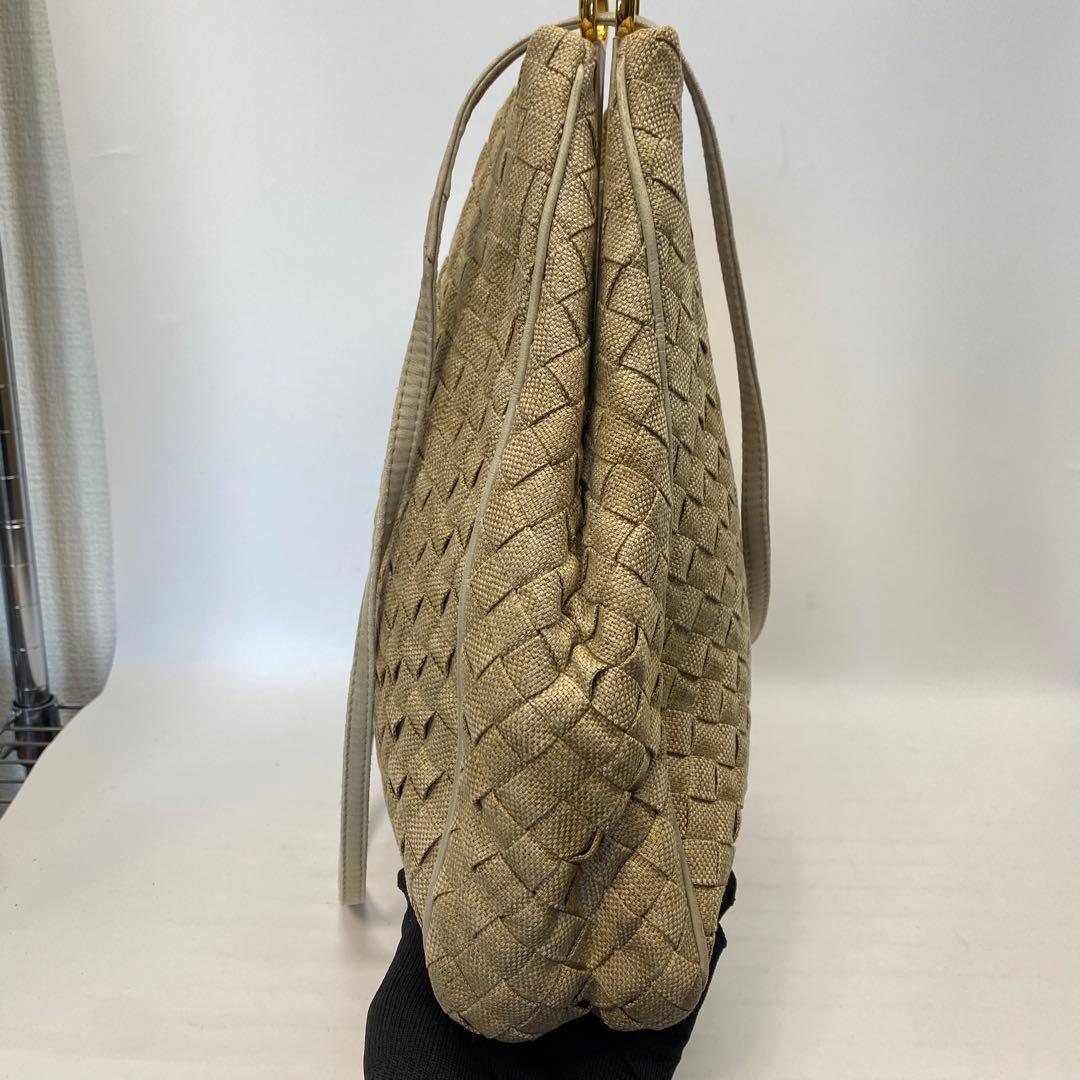 ボッテガヴェネタ イントレチャート ショルダーバッグ 麻生地 キャンバス