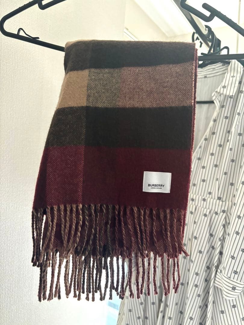 BURBERRY チェック柄マフラー ボルドー