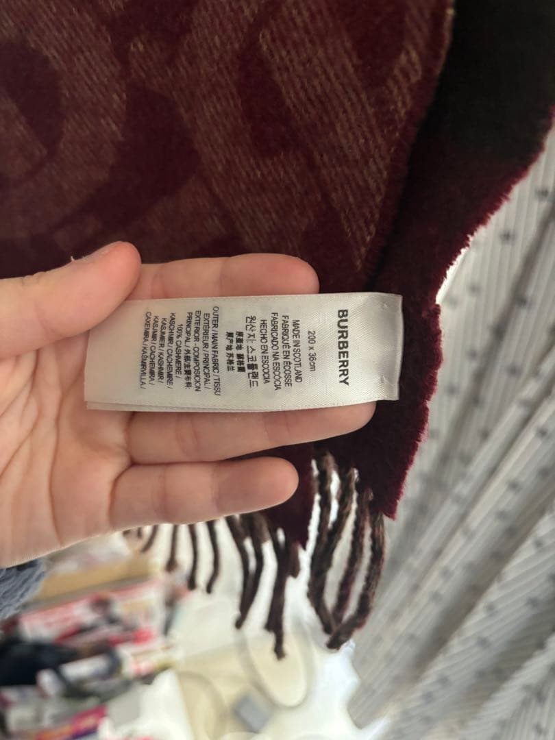 BURBERRY チェック柄マフラー ボルドー