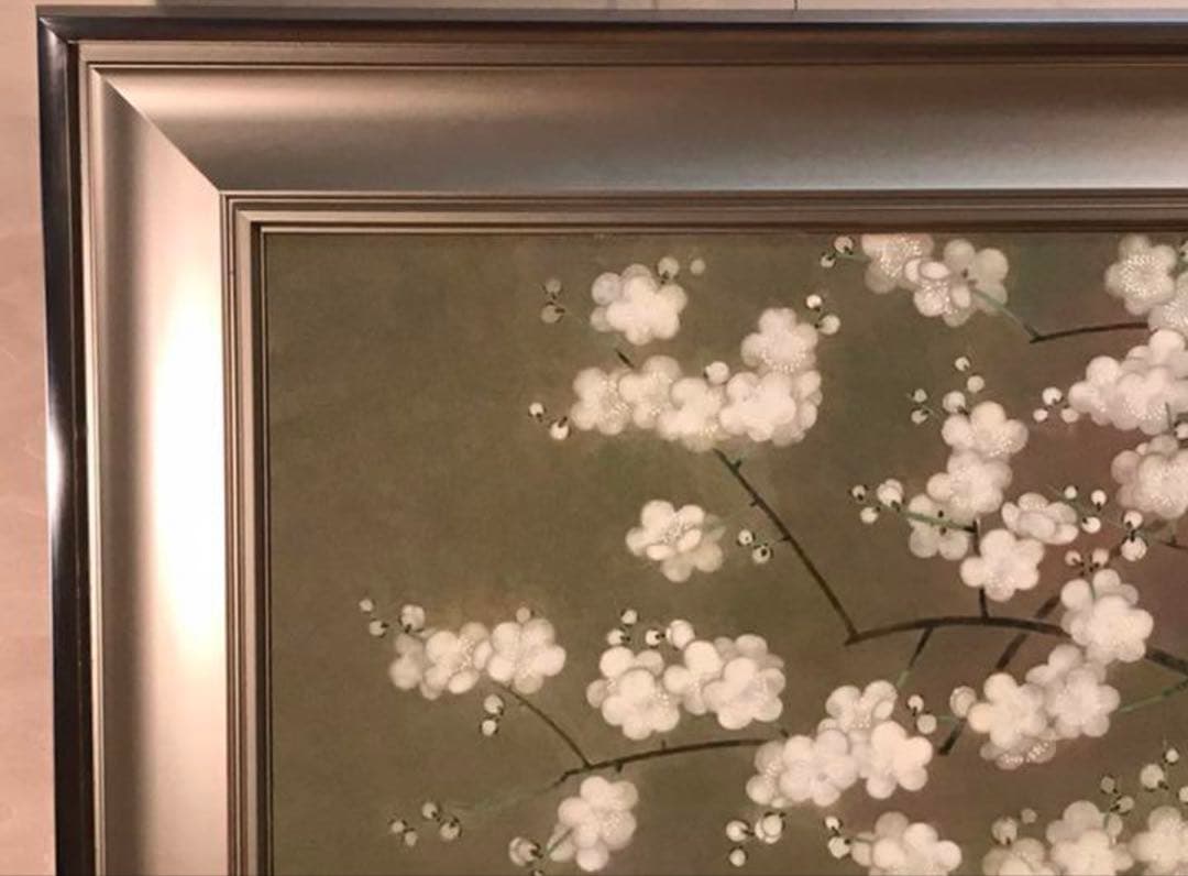 村田晴彦「紅梅白梅」 直筆サイン・落款有り 日本画M25号 美品