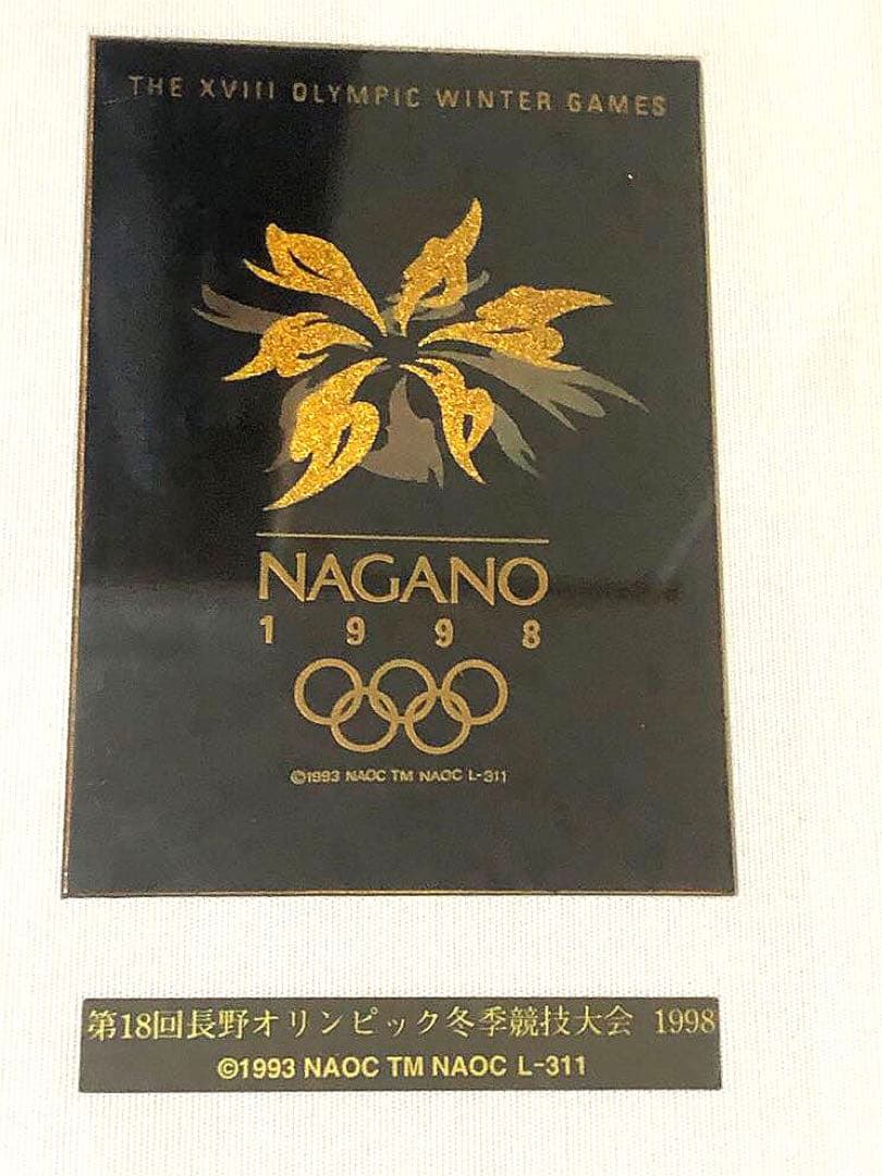 長野オリンピック 公式ライセンス メモリアルプレート 五輪 漆器 蒔絵 黄銅版