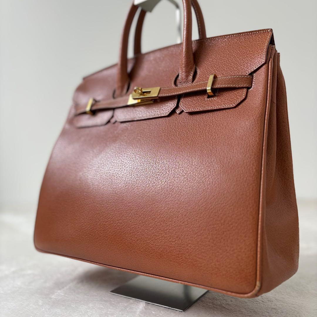 【極美品✨】ノーブランド品 大人気型 ハンドバッグトート 本革 金金具35 A4