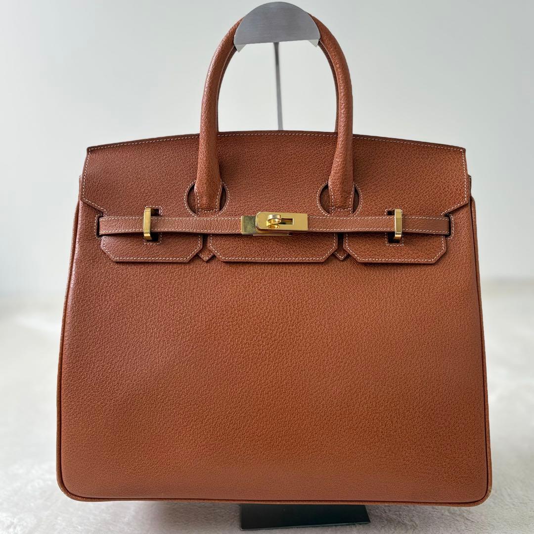【極美品✨】ノーブランド品 大人気型 ハンドバッグトート 本革 金金具35 A4