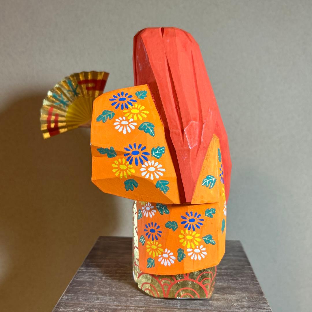 白鹿園 奈良人形一刀彫 染川宗進作 猩々 共箱付き