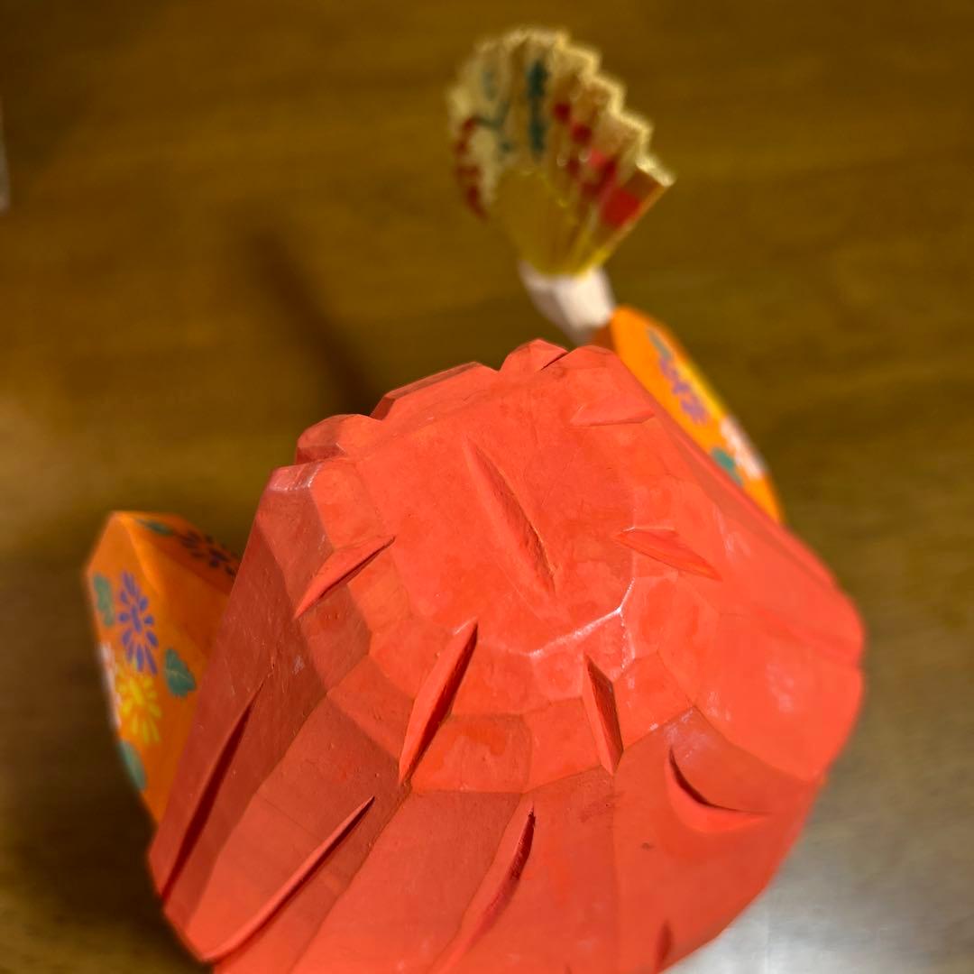 白鹿園 奈良人形一刀彫 染川宗進作 猩々 共箱付き