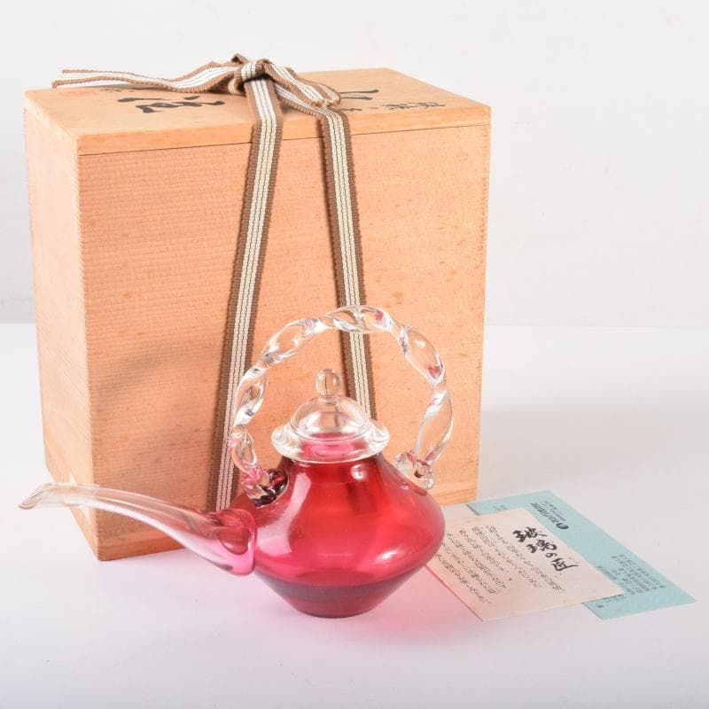 ガラス工芸　吉田勝美作　瑠璃の匠　ガラス水注　共箱　C　7079