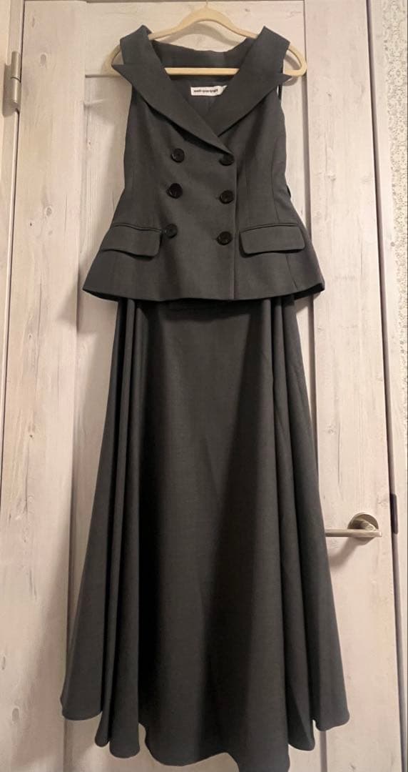 セルフポートレート秋新作新品 SelfPortrait 灰色切替ロングワンピース