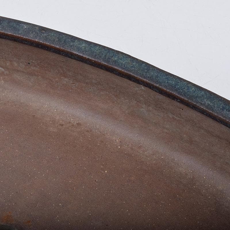 中国　清源豊國製造　紫砂　朱泥　海鼠釉　楕円盆栽鉢　植木鉢　M　R8987B