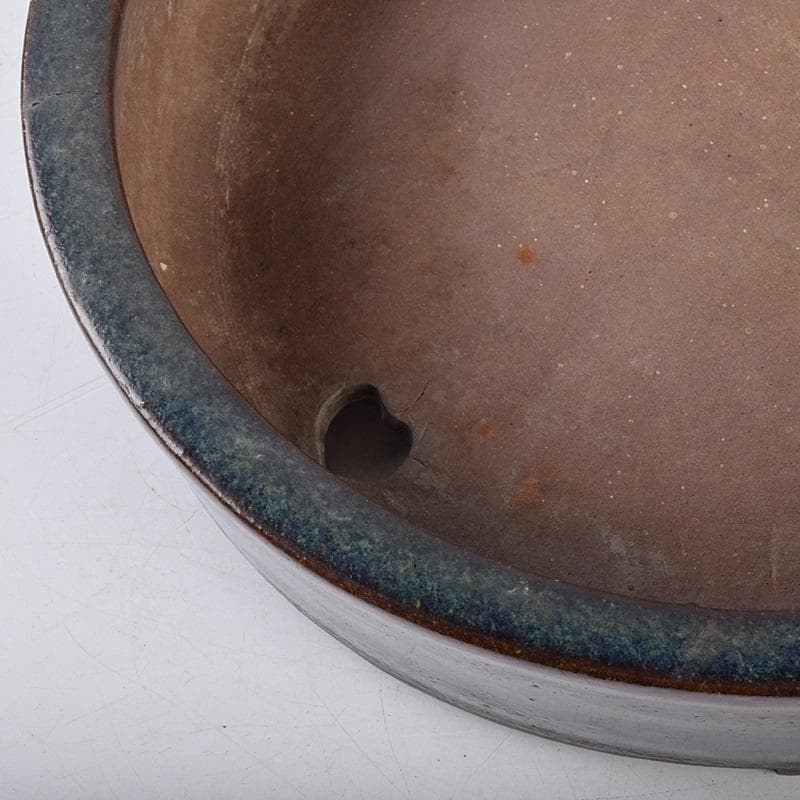 中国　清源豊國製造　紫砂　朱泥　海鼠釉　楕円盆栽鉢　植木鉢　M　R8987B