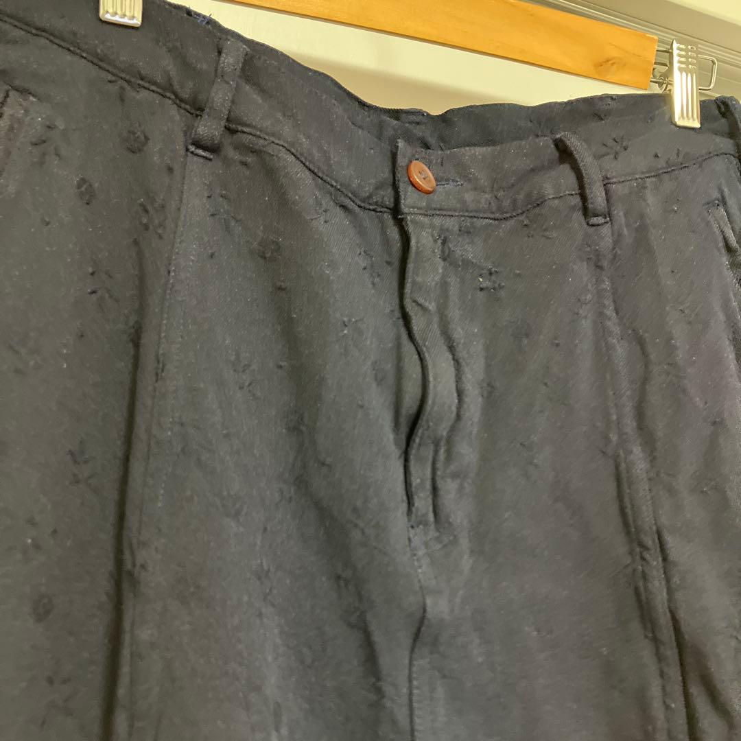 コムデギャルソンオムプリュス ポリ縮 サルエル パンツ 花柄 刺繍 美品