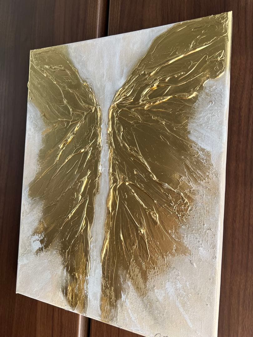 インテリア/絵画/アート/抽象画/モダン/ホテル/ホワイト/ゴールド/羽