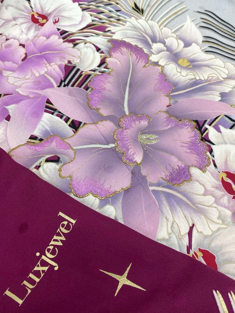 振袖 Luxjewel 仮絵羽 刺繍 金彩 銀彩 正絹 未仕立て品 八掛付き